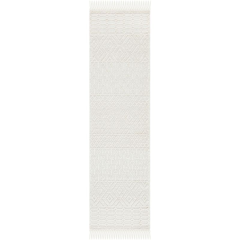 Ivory Flat Woven Handmade Wool Runner Rug, 2' x 5'