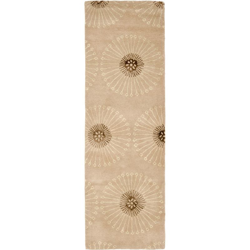 Hand-Tufted Beige and Brown Wool Runner Rug