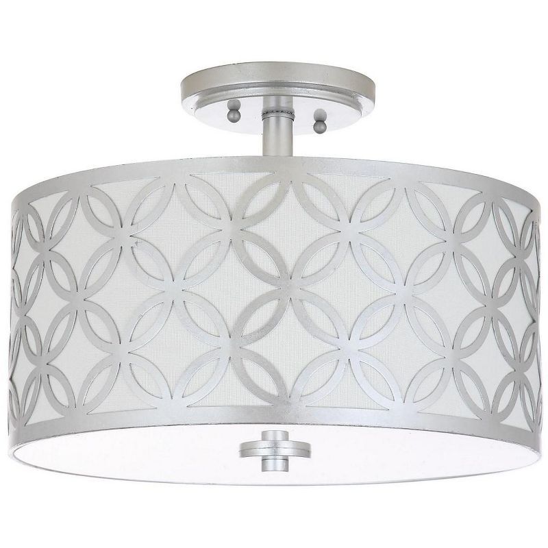 Cecily Silver Glass Drum Flush Mount Light