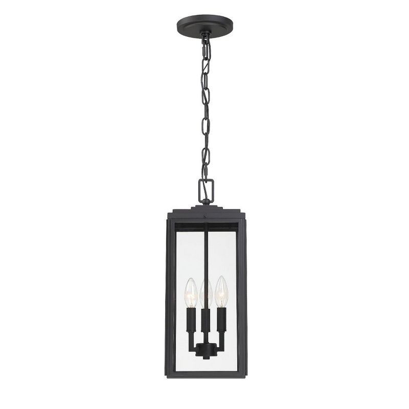 Matte Black Glass 3-Light Outdoor Pendant