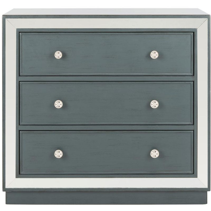 Steel Teal 3-Drawer Chest with Mirror Finish