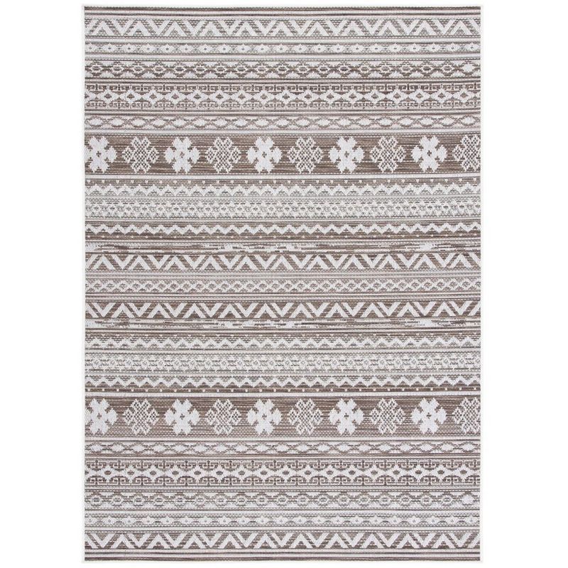 Havana Light Brown and Ivory 8' x 10' Synthetic Indoor/Outdoor Rug