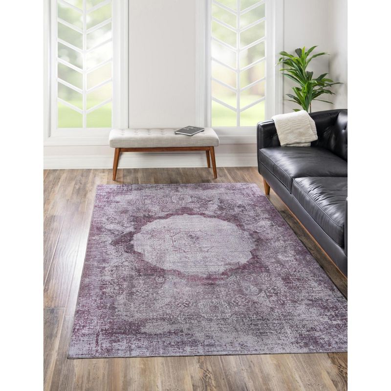 Yara Pink Ivory Chenille 8' x 10' Washable Area Rug