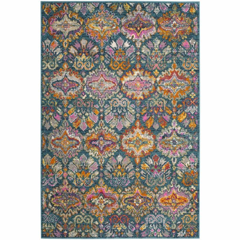 Madison Blue and Orange Synthetic Reversible Area Rug