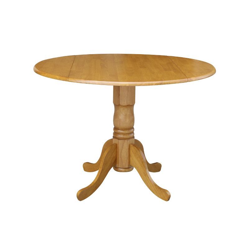 Contemporary 44.5" Round Oak Wood Extendable Dining Table