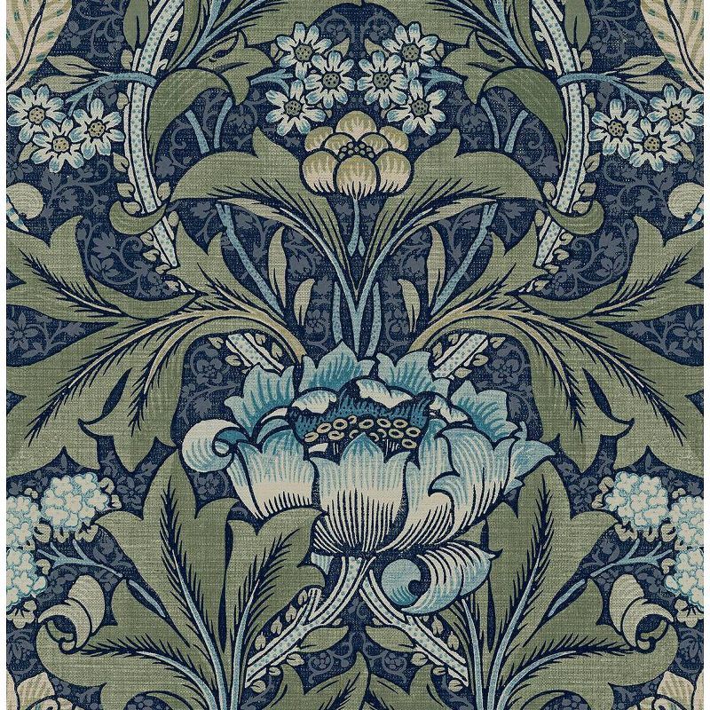 Denim & Sage Acanthus Floral Peel and Stick Wallpaper