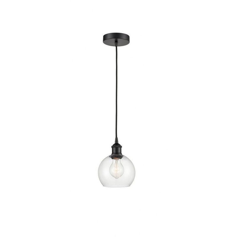 Matte Black Mini Globe Pendant Light with Clear Glass Shade