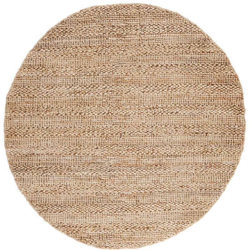 Natural 6' Round Flat Woven Cotton Area Rug