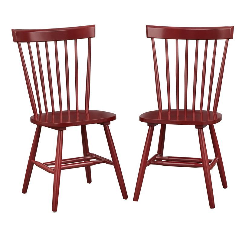 Venice Red High Back Wooden Windsor Side Chairs, Set of 2