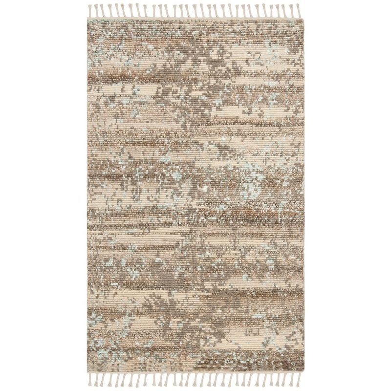 Hand-Knotted Pure Wool Textured 6' x 9' Beige Area Rug