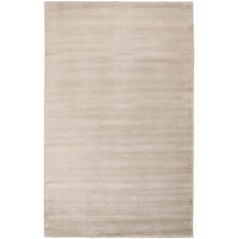 Taupe Hand-Knotted Viscose Rectangular Area Rug