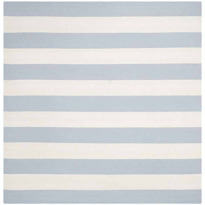 Coastal Charm Sky Blue/Ivory Handwoven Cotton 6x6 Square Rug