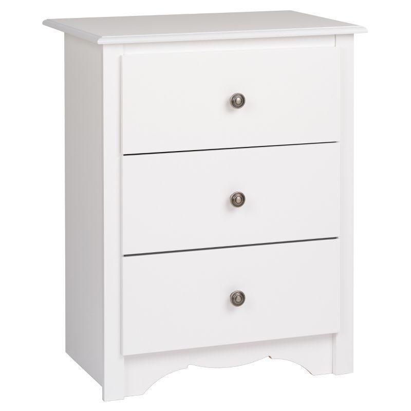 Monterey White 3-Drawer Nightstand with Pewter Knobs - 35.5"