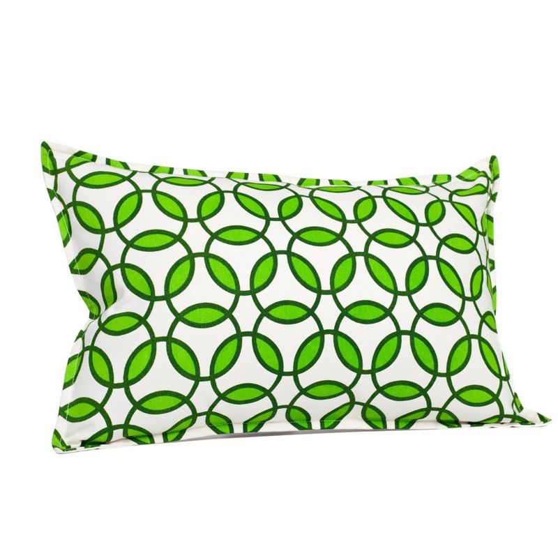 Green Rings Cotton Canvas 22"x14" Lumbar Throw Pillow