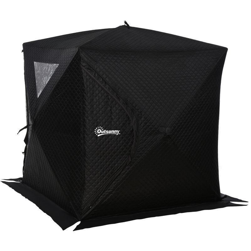 Black Pop-Up 2 Person Ice Fishing Shelter with Carry Bag