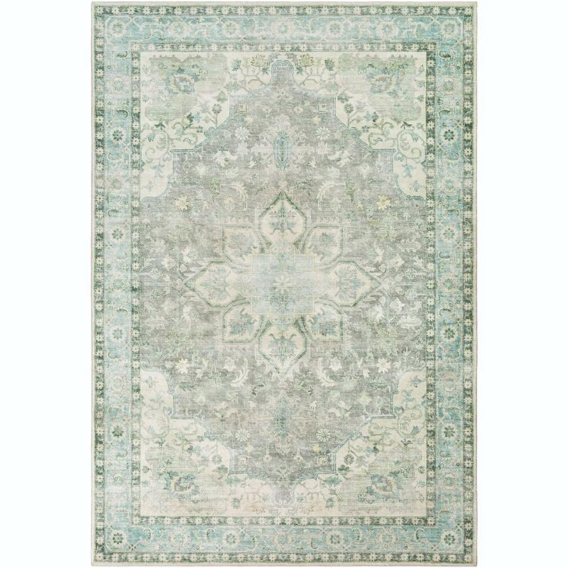 Heiereind Traditional Sage and Cream Polyester Area Rug