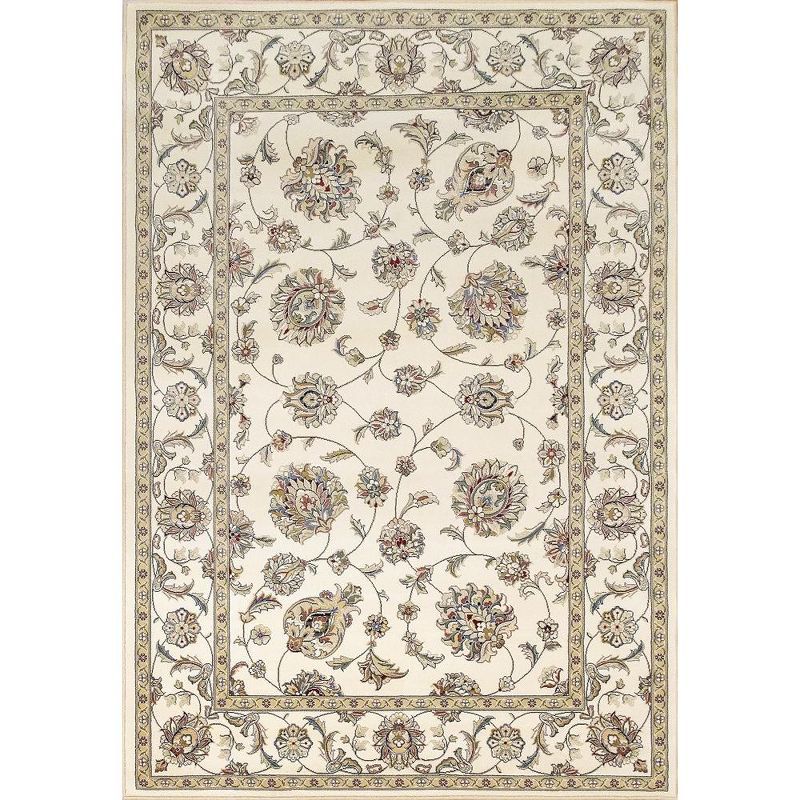 Elegant Ivory Traditional 2'x3'11" Hand-Knotted Area Rug