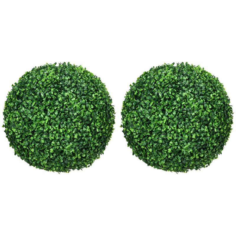 15.75" Green Artificial Boxwood Topiary Balls, Set of 2