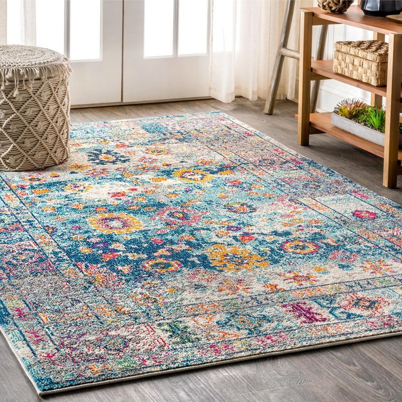 Bohemian Flair Cream and Navy 4' x 6' Synthetic Area Rug