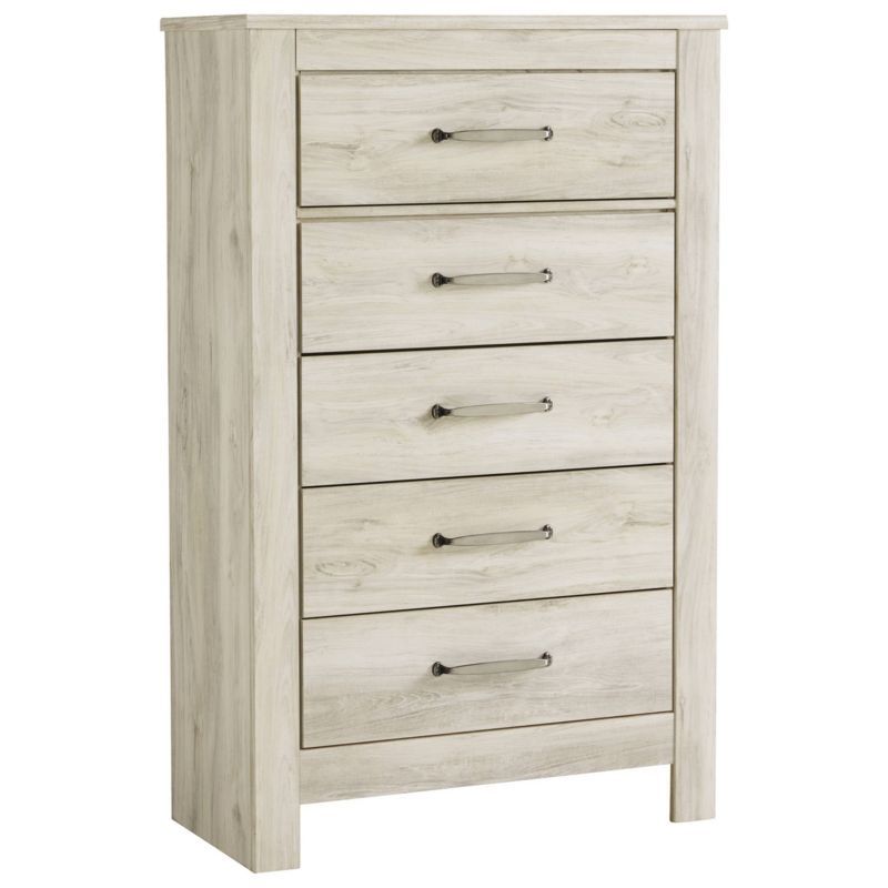 Bellaby White 5-Drawer Farmhouse Chest with Brushed Nickel Handles