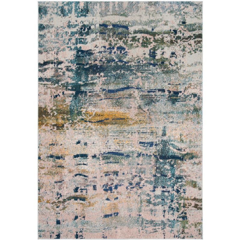 Monaco Blue and Grey Abstract Area Rug