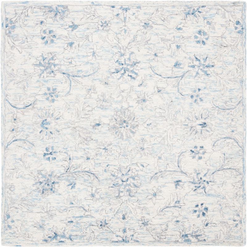 Elysian Bliss Light Blue/Ivory Hand-Tufted Wool Round Rug