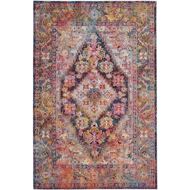Navy and Light Blue Tufted Synthetic Area Rug, 5' x 8'