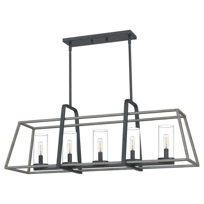 Lincoln Distressed Iron 5-Light Rectangular Chandelier