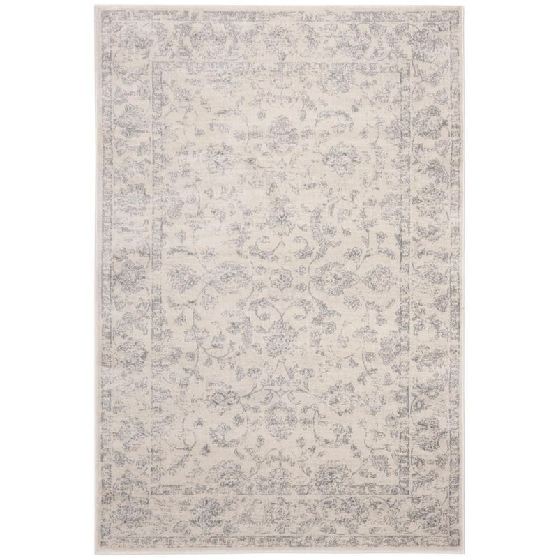 Carnegie Cream and Light Grey Synthetic Rectangular Area Rug