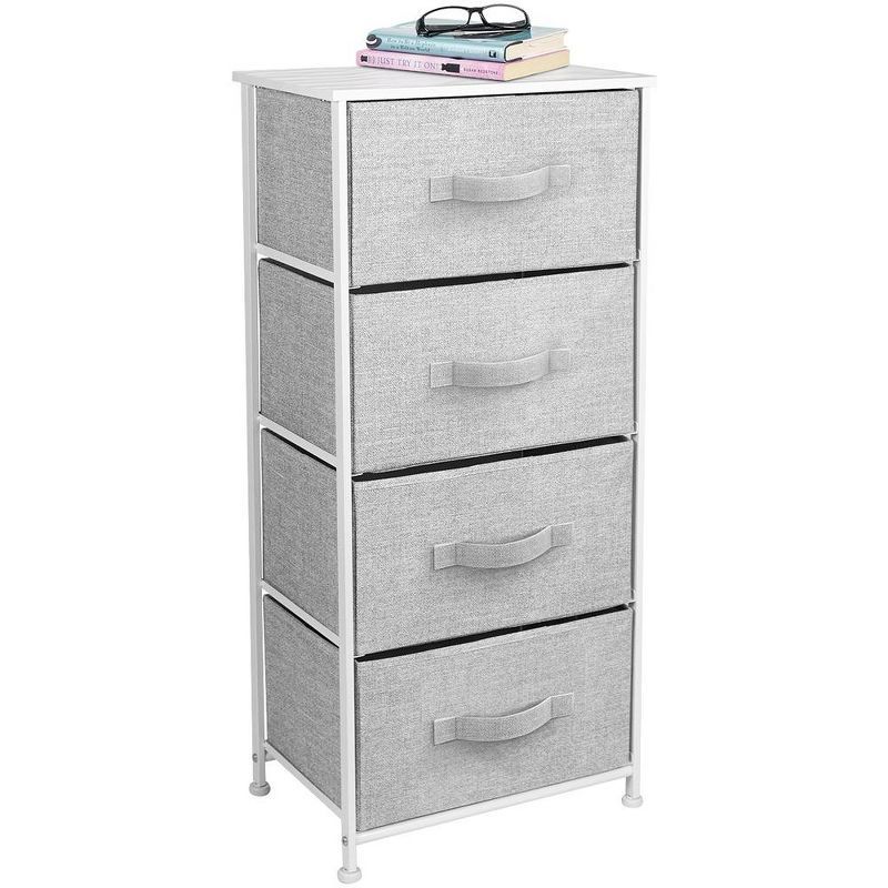 Sorbus White and Gray 4-Drawer Fabric Storage Chest