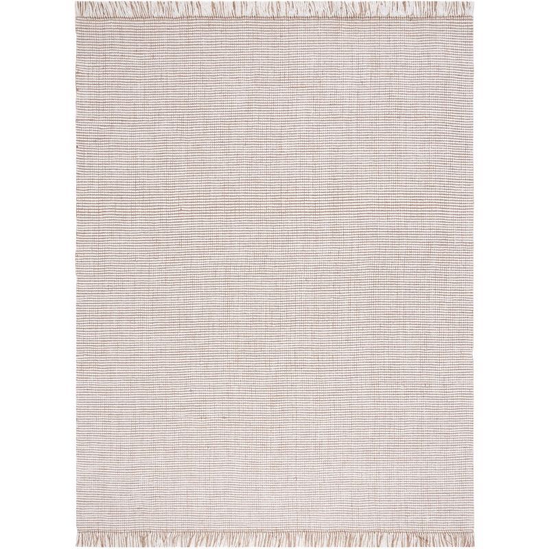 Ivory and Natural Flat Woven Wool Area Rug, 9' x 12'