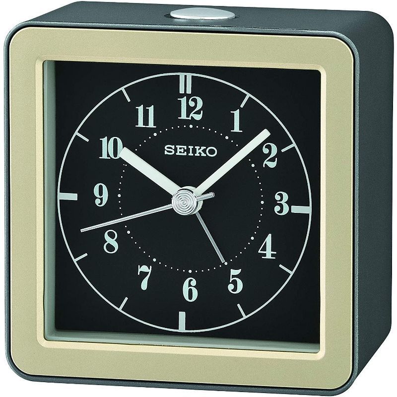 Seiko 3.54" Black and Gold Quartz Alarm Clock