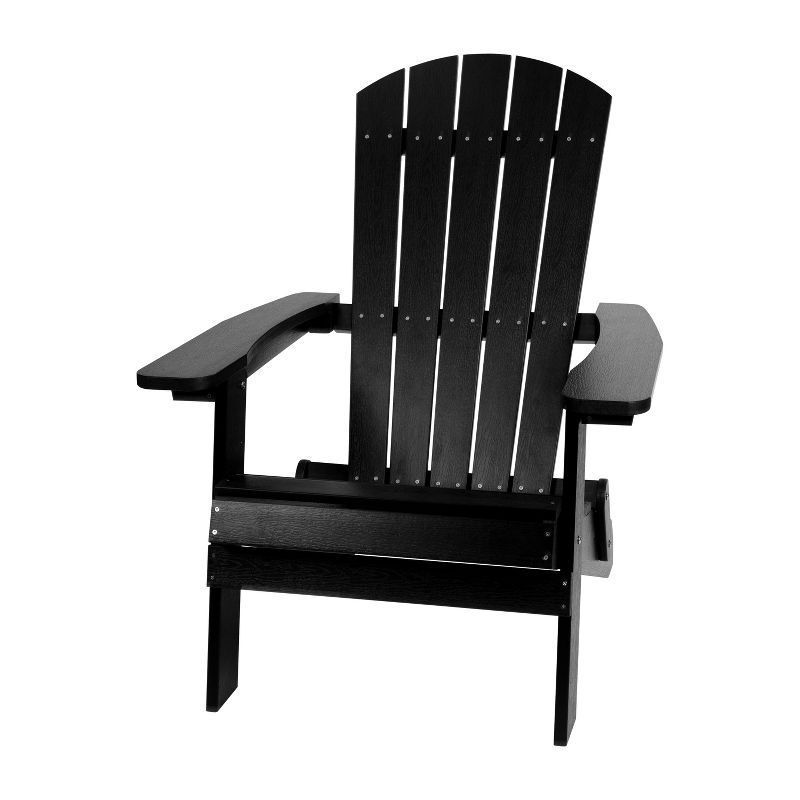 Black Polystyrene Resin High-Back Adirondack Chair with Armrests