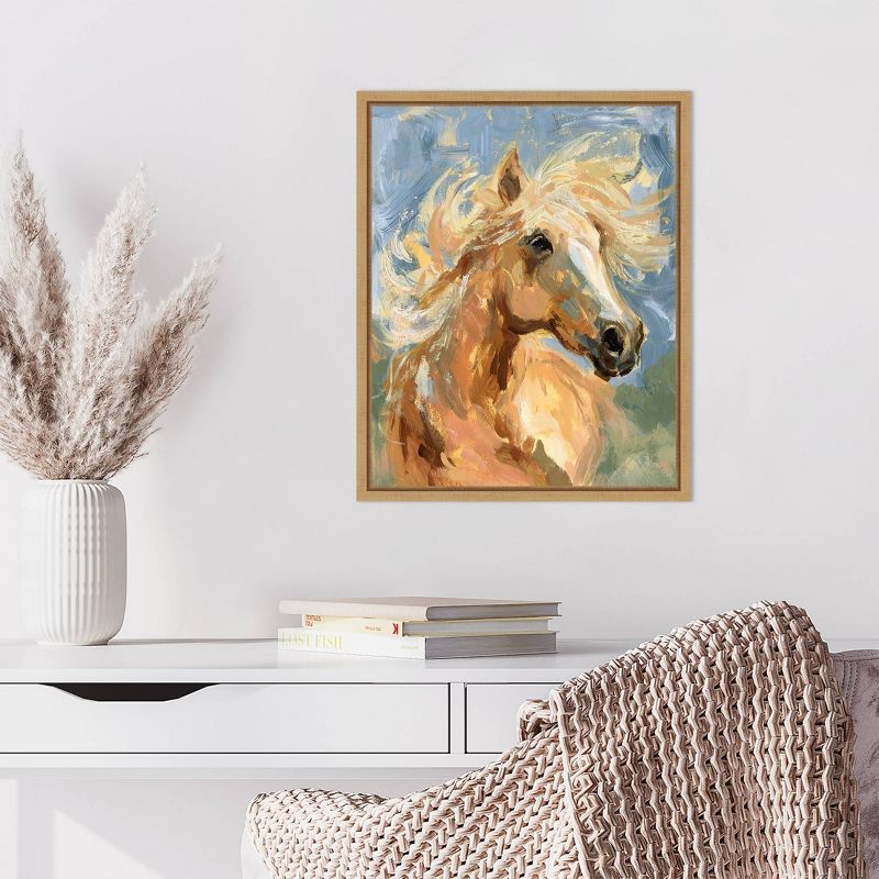 Palomino Horse Abstract Canvas Print with Maple Frame