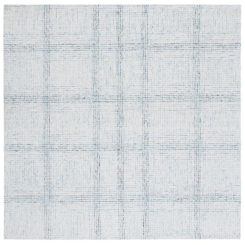Handmade Ivory Abstract Wool Square Tufted Area Rug, 6' x 6'