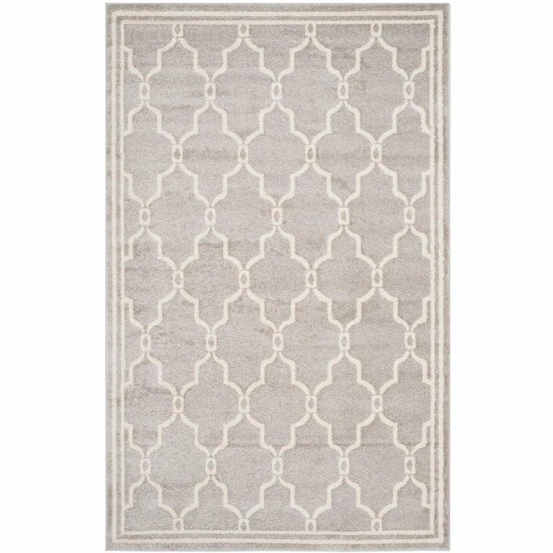 Light Grey and Ivory 6' x 9' Synthetic Area Rug