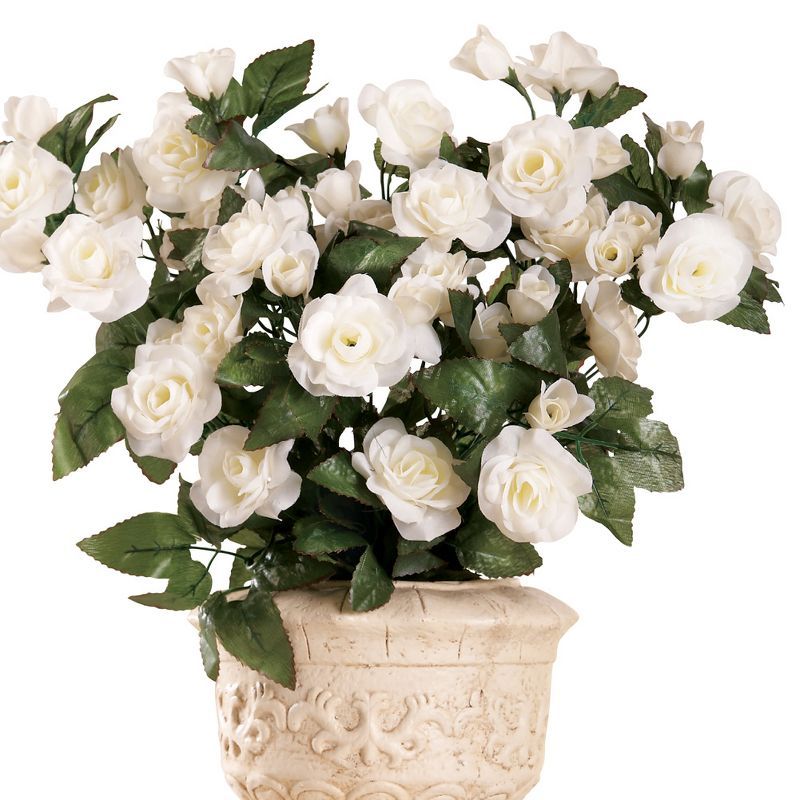 White Artificial Rose Bushes Set of 3, 18" Tall