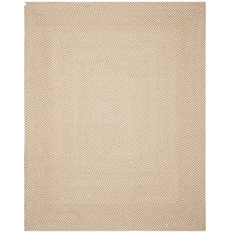 Beige and Brown Braided Cotton Reversible Area Rug 9' x 12'