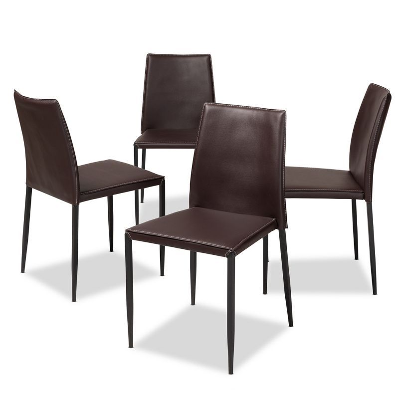 Pascha Brown Faux Leather Upholstered Dining Chairs, Set of 4