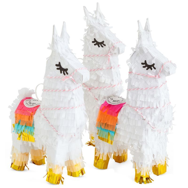 Mini Multicolored Llama Pinatas for Birthday Parties