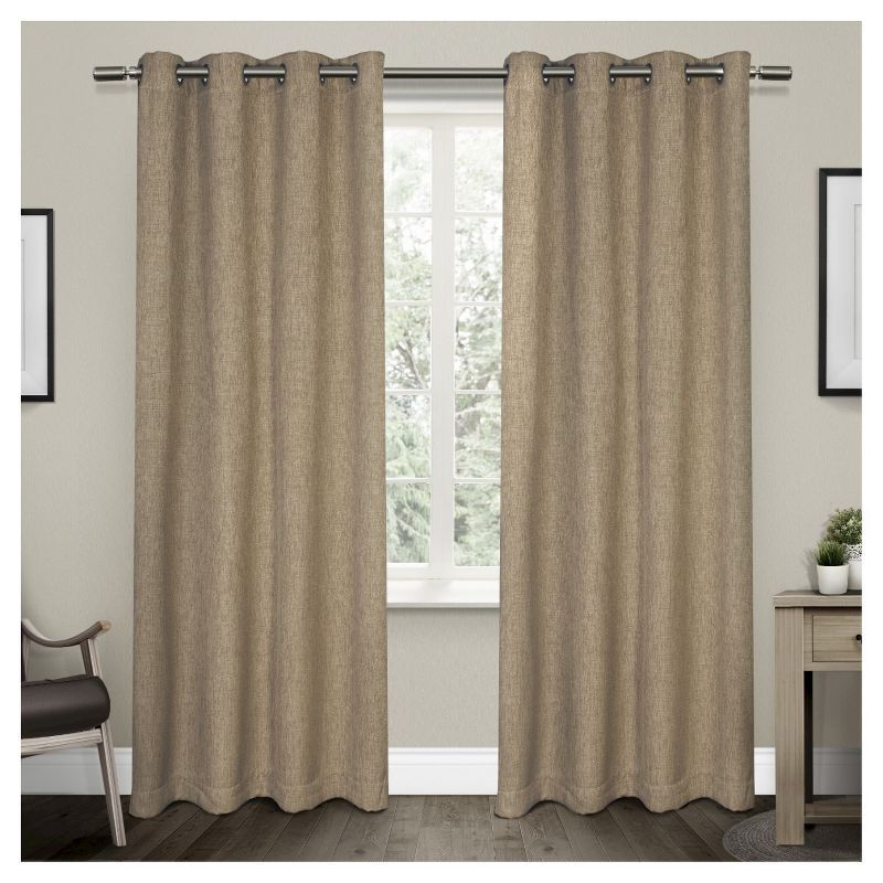 Natural Linen Room Darkening Grommet Top Curtain Panels