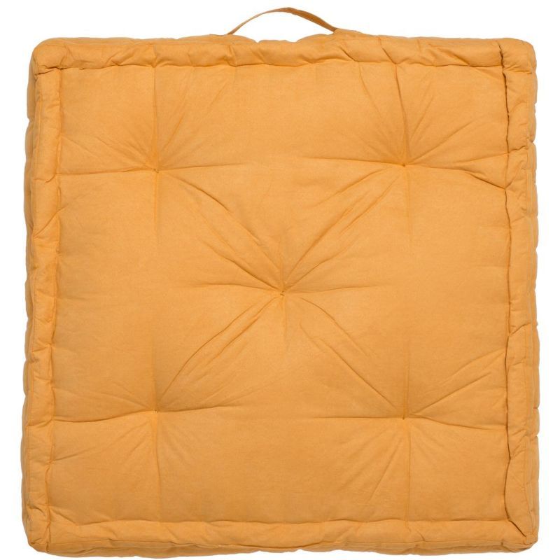 Gardenia Ginger Velvet Square Floor Pillow with Handle