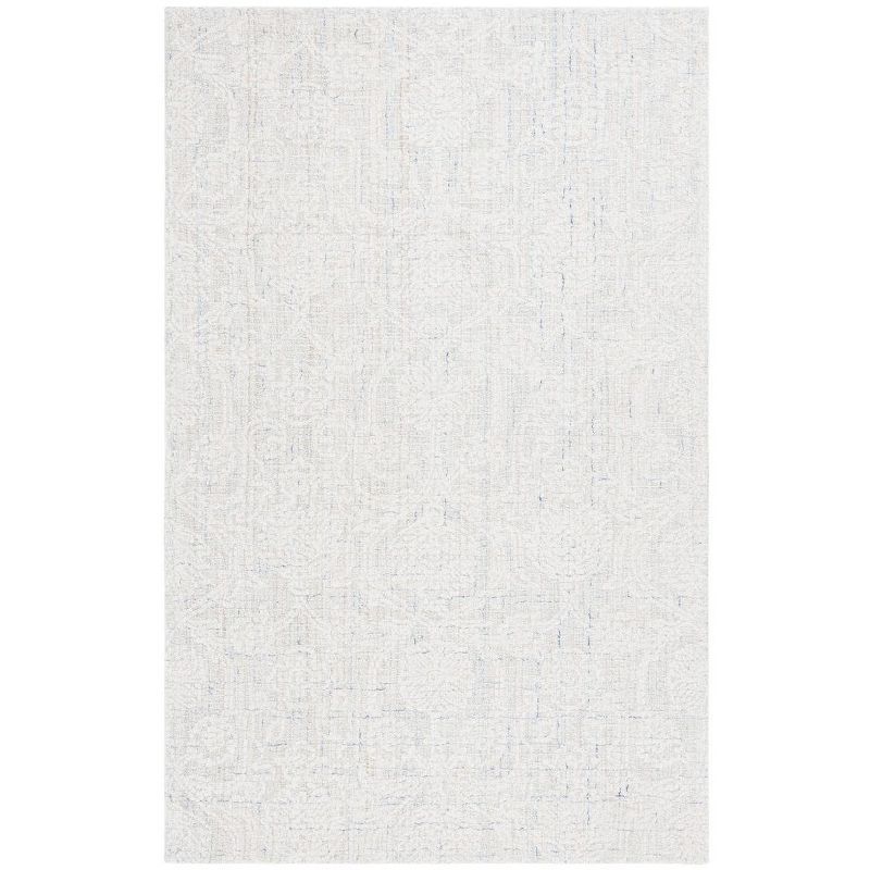 Handmade Blue/Ivory Wool Tufted Round Area Rug 6' x 9'