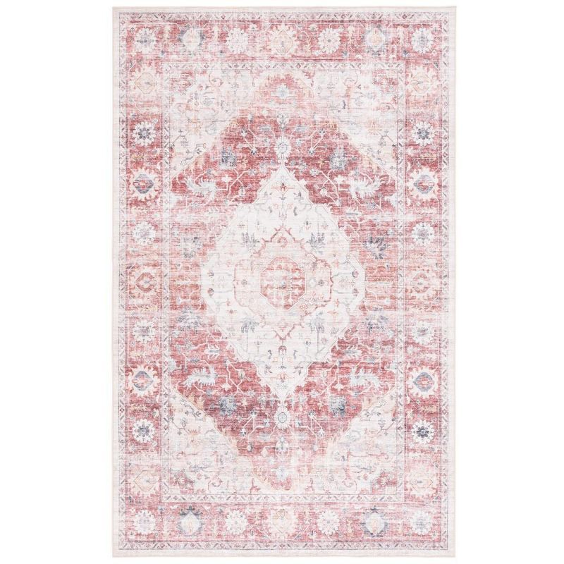 Arizona Red and Beige Synthetic Washable Area Rug