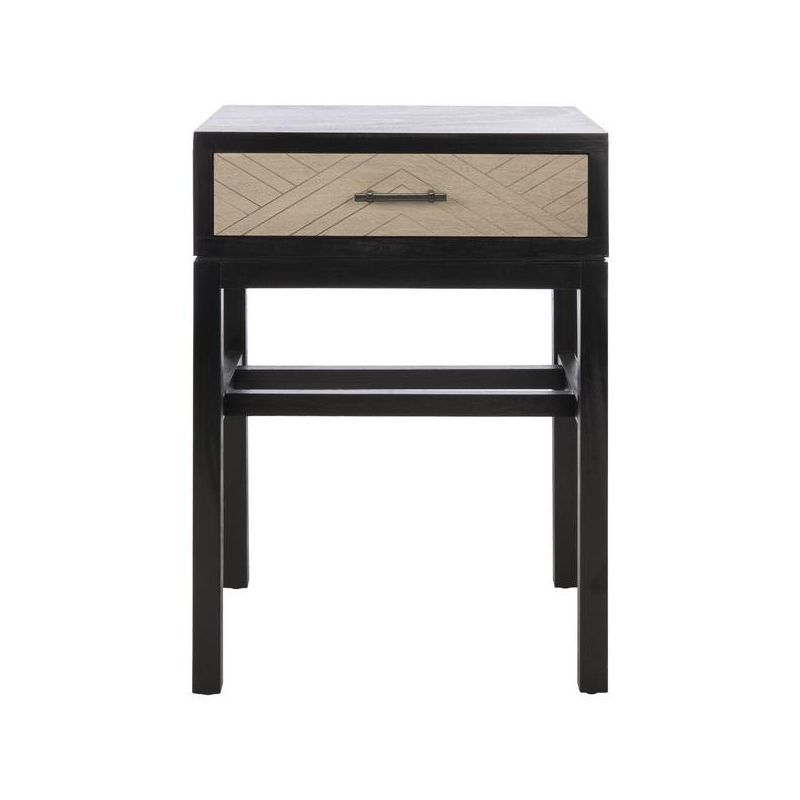 Ajana Black and Greige Wood Metal Accent Table with Storage