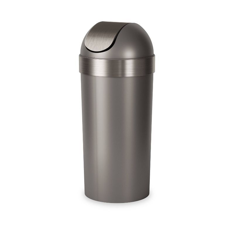 Pewter 16-Gallon Swing Top Kitchen Trash Can