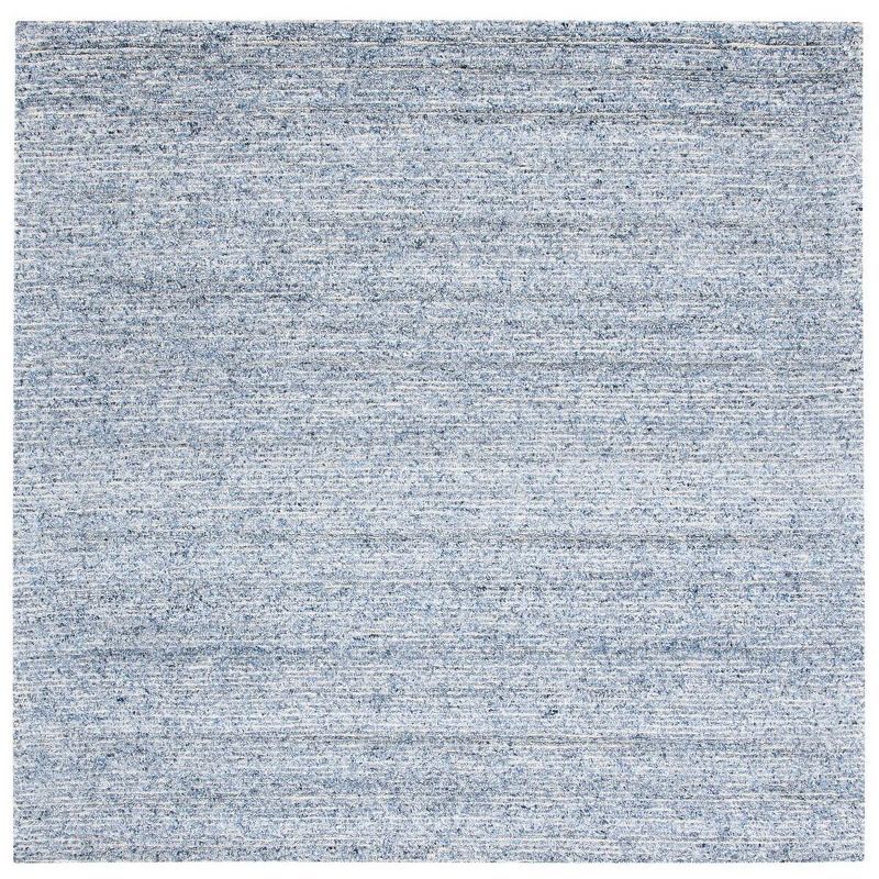 Handmade Blue Wool Square Tufted Accent Rug - 4'