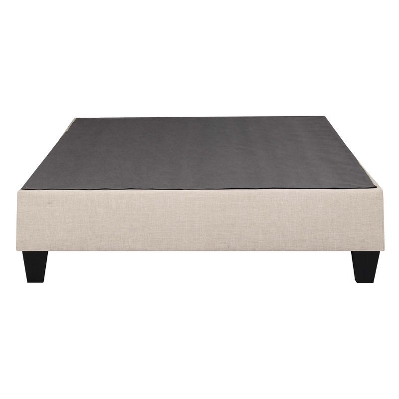 Beige Upholstered Full Platform Bed with Pine Frame