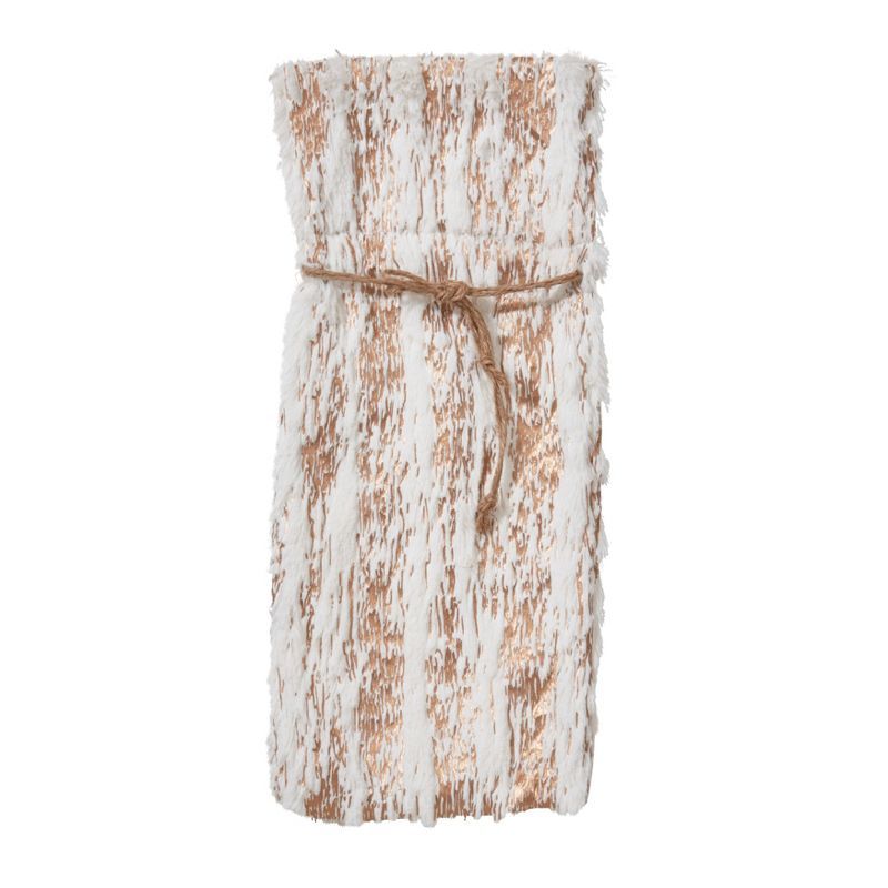 Luxurious Faux Fur Gold Metallic Foil Print Bottle Bag