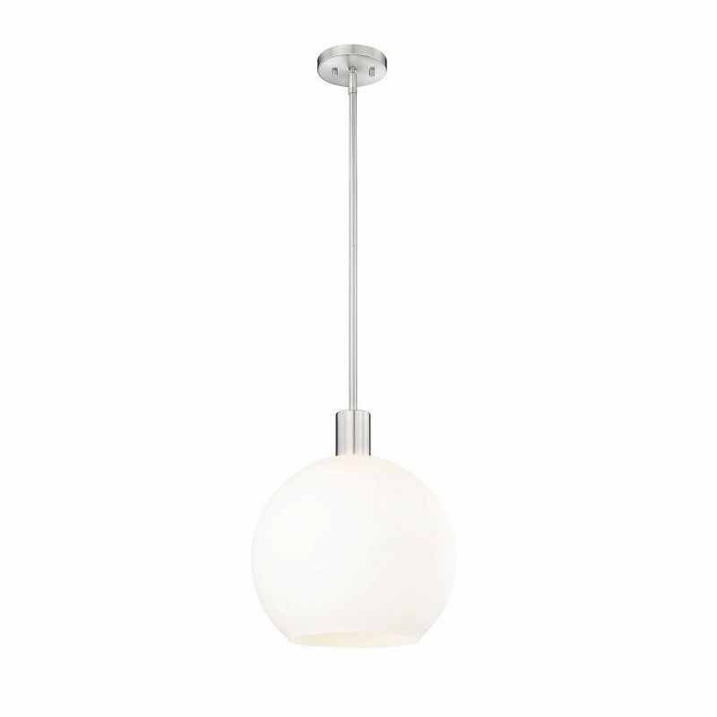 Brushed Nickel Globe Pendant with White Glass Shade